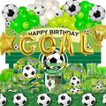 227 PCs Soccer Birthday Party Supplies, Hombae Soccer Ball Themed Decorations Backdrop Balloon Garland Tablecloth Cake Topper Plate Cup Napkin Plate Cup Straw Knife Fork Spoon Goal Trophy Green