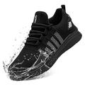 FLOWING PLUME Waterproof Trainers Men Lightweight Rain Men Trainers Comfortable Walking Sneakers Outdoor Fitness Casual Jogging (Black White,11 UK)