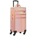Somduy Rolling Makeup Case 3 in 1,Professional Makeup Train Case organizers,Large Storage Cosmetic case Trolley,Makeup Travel Case for Salon Barber, Rose gold, Fashion