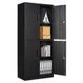 STANI Metal Storage Cabinet 2 Adjustable Shelves Lockable Door Steel Locker for Office Home Pantry Garage Utility Cabinet