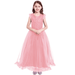 IDOPIP Girls Tulle Maxi Dress Vintage Floral Lace Dance Gown Bridesmaid Wedding Party Dresses