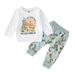 NKOOGH 2T Boys Easter Outfit for Baby Boy Toddler Boys Winter Long Sleeve Desert Prints Tops Pants 2Pcs Outfits Clothes Set for Babys Clothes