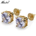 MISSFOX-Boucles d'oreilles rondes plaquées or 24 carats pour hommes bijoux de luxe boucle