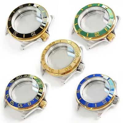 Boîtier de montre en argent et or acier inoxydable 3 brillant brossé pièce de montre en verre
