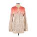 Calvin Klein Long Sleeve Blouse: Tan Animal Print Tops - Women's Size Small