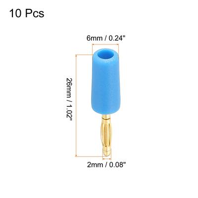 Banana Plugs Connector Jack Connector Solder Type 2mm Gold-Plated Blue 10Pcs - Red