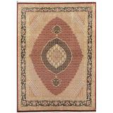 Canvello Tabriz Hand-Knotted Lamb's Wool Area Rug- 8' X 10'8" - Red - Navy - 8' 0" X 10' 8"
