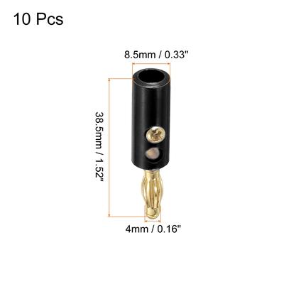 Speaker Banana Plugs Connector Jack Connector 4mm Gold-Plated Alloy Black 10Pcs