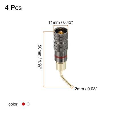 Banana Plugs 90 Degree Jack Connector 2mm Gold-Plated Copper Red White 4Pcs - Red, White