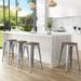 Bar Stools Set of 4 Stackable Metal Bar Stools Industrial Counter Height Stools Backless Barstools with Wooden Seats