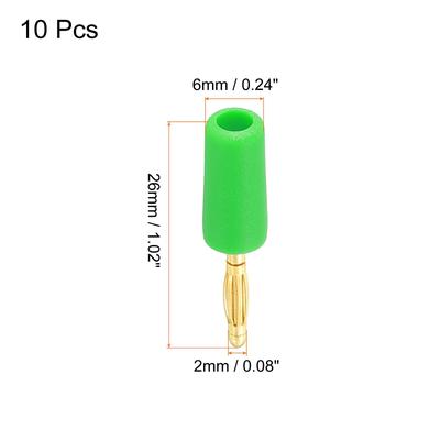 Banana Plugs Connector Jack Connector Solder Type 2mm Gold-Plated Green 10Pcs - Red