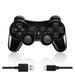 Wireless Controller for PS3 Wireless Controller Double Shock Gaming Controller 6-Axis Bluetooth Gamepad Joystick with Charging Cable for PS3 Controller Black
