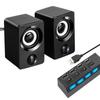 Surround Computer Speakers with Stereo USB Wired Powered Multimedia Speaker with 4 Ports USB Hub Splitter USB 2.0 Hub