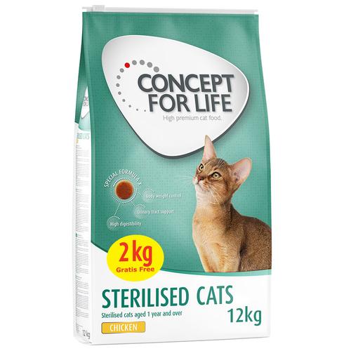 10 + 2 kg Sterilised Concept for Life Katzenfutter trocken