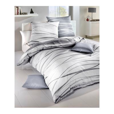 Bettwäsche KAEPPEL Gr. 7, grau (weiß, grau), B/L: 200cm x 200cm, , Mako-Satin, B/L: 80cm x 80cm & 80cm x 80cm, Mako-Satin, 100% Baumwolle, Bettwäsche Image