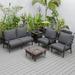 LeisureMod Walbrooke Modern Patio Conversation Set With Fire Pit Table