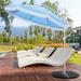 Outdoor 9Ft Hanging Cantilever Umbrella Fiberglass Ribs Patio Umbrella with Fringe Tassel