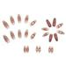 24pcs Long Ballerina False Nail White Cream Pink Style Nail with Gold Edge for Nail Art Manicure Salon Glue Models