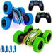 2 Pack Remote Control Car RC Stunt Cars for Boys 4WD 2.4Ghz Double Sided 360Â° Rotating RC Car for Kids 4 Rechargeable Battery Blue+Green