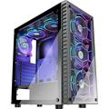 MUSETEX 6pcs 120mm ARGB Fans Pre-Installed ATX Mid-Tower Case with USB3.0 Tempered Glass Panels Gaming PC Case Computer Chassis (G05-S6-HB)(Black)