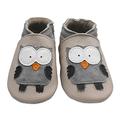 Bemesu Lederpuschen Baby Krabbelschuhe Hausschuhe Mädchen und Junge Kinder Lauflernschuhe aus echtem Leder (Beige, Eule aus Wildleder, EU 18-19)