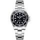 Reginald Men Watch Rotatable Bezel Waterproof Sapphire Stainless Steel Date Quartz Black Watches, women/silver/black, luxury
