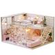 lyrlody Doll House Miniatures, Dollhouse Kit with Furniture and LED Light, DIY Miniature House Kit, Gifts for Kids and Adults, Dream Bedroom