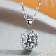 Collier pendentif coeur flèche Moissanite 1 carat rond brillant coupe D document argent 925