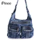 IPinee-Sacs en Jean Denim pour Femme Sacs à Poches Multiples pour Femme Sacs Initiés Diamants