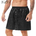 M-XXL Hommes Satin Boxer Shorts Homewear Solide document artificiel astique Ceinture Bouton Pantalon