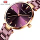MINIFOUCS-Montre simple en acier pour femme quartz violet étanche marque de luxe horloge à la