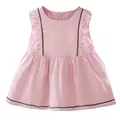 Robe d'été pour petites filles jolie robe de princesse en coton uni sans manches 0-3T nouvelle