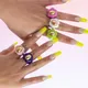 Bague florale en acrylique pour femme matiques de fleurs en plastique multicolores couleur bonbon