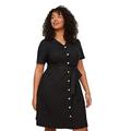 Trendyol Curve Damen Mini Hemdkleid Regular Plus Size Kleid, Schwarz, 44 Große Größen EU