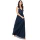 Maya Deluxe Damen Maya Deluxe Maxi Evening Dress Women's Elegant for Wedding With V-neck Tulle Dress Women's With Bow Brautjungfernkleid, Navy, 50 EU