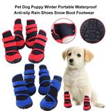 Pet Dog Puppy Winter Portable Waterproof Anti-slip Rain Shoes Snow Boot Footwear Red+Black