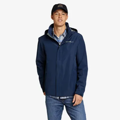 Eddie Bauer Men's Packable Waterproof Rainfoil Waterproof Rain Jacket - Medium Indigo - Size M