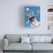 The Holiday Aisle® Christmas Reindeer by Hannah Spiegleman - Unframed Canvas Art on Canvas in Blue/Brown | 24 H x 18 W in | Wayfair