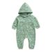 JDEFEG Clothes for Little Boy Toddler Kids Baby Boys Girls Cute Cartoon Dinosaur Print Long Sleeve Hooded Romper Jumpsuit Outfits Clothes Baby Thanksgiving Shirt Boy Cotton Green 12M