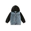 Douhoow Toddler Boy Denim Jacket Fall Outwear Long Sleeve Patchwork Hooded Coat 1-6Y