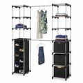 Whitmor Deluxe Double Rod Adjustable Closet Systems Metal with Plastic Connectors Silver and Black
