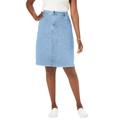 Plus Size Women's True Fit Stretch Denim Short Skirt by Jessica London in Light Wash (Size 30)