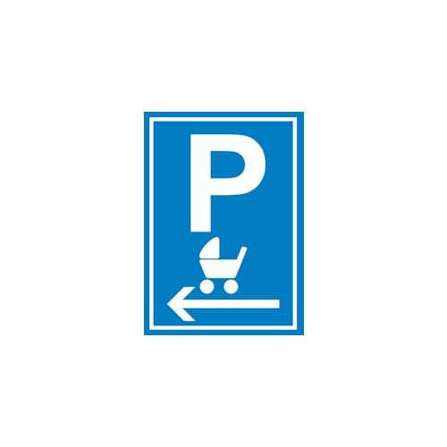 Kinderwagen Parkplatz links Schild A0 Rückseite selbstklebend