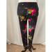 Lularoe Pants & Jumpsuits | Lularoe Women's Black Vibrant Floral Print Stretch Leggings One Size | Color: Black/Pink | Size: Os