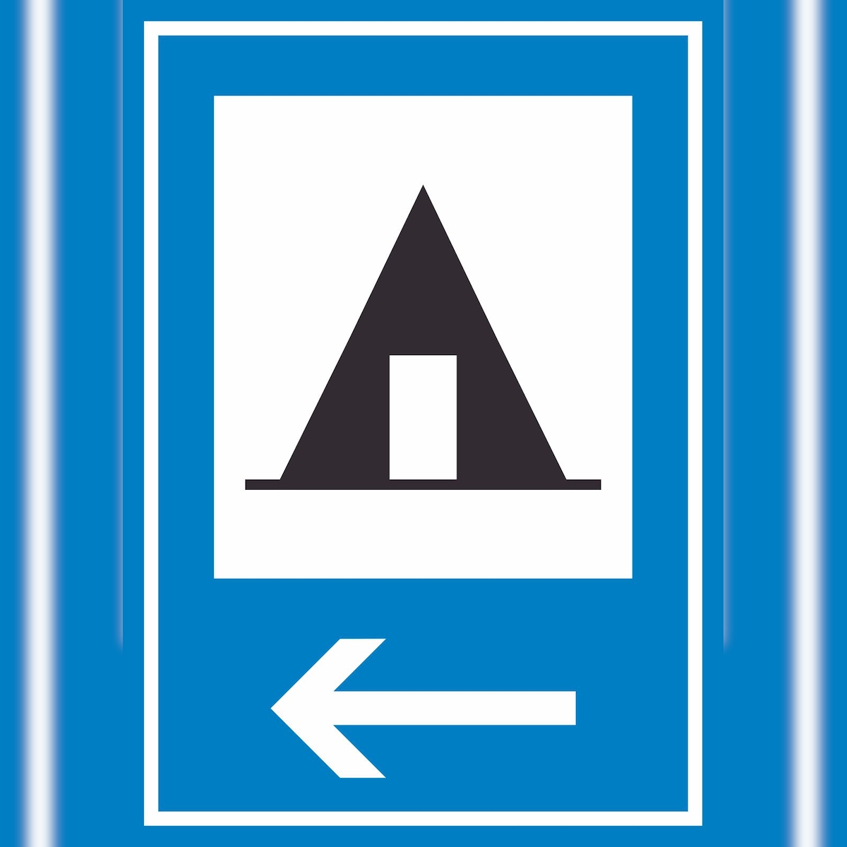 Zeltplatz links Schild A2 Rückseite selbstklebend Image