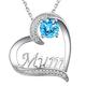 GinoMay Mothers Day Birthday Gifts for Mother Blue Topaz Jewellery December Birthstone Mum Necklace Love Heart Pendant Necklace 925 Sterling Silver