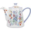 London Pottery Viscri Meadow Ceramic Teapot, 4 Cup / 900 ml, Almond Ivory/Cornflower Blue