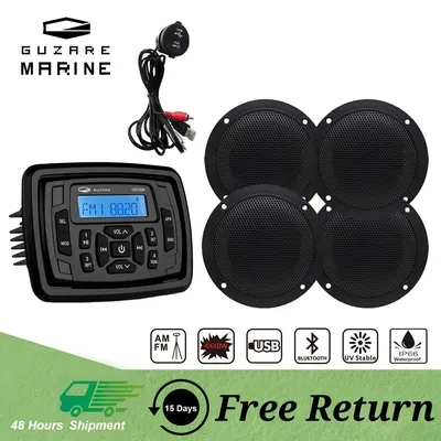 GUZARE MARINE-Récepteur stéréo Bluetooth pour bateau système audio FM AM 4 haut-parleurs étanches