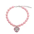XKSRWE-Collier de perles pour chien collier avec biscuits pendentif à breloque coeur et rose