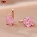 SHENJIANG-Boucles d'oreilles carrées en or rose pour femme goutte d'oreille en cristal cadeau de